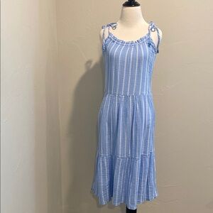 Beachlunchlounge Blue Pleated Midi Sundress